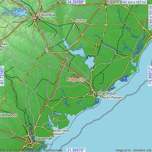 Topographic map of Ridgeville