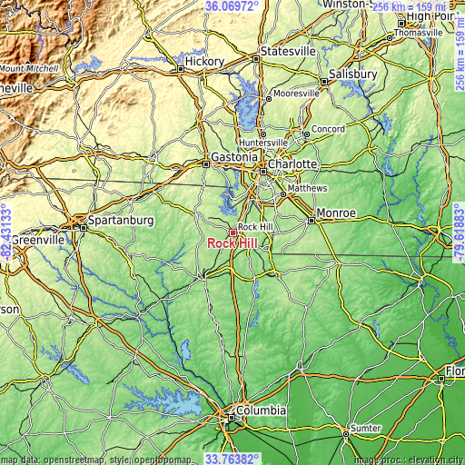 Topographic map of Rock Hill