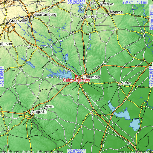 Topographic map of Saint Andrews