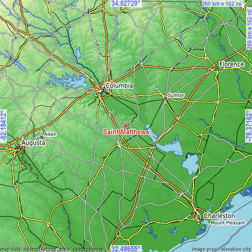 Topographic map of Saint Matthews