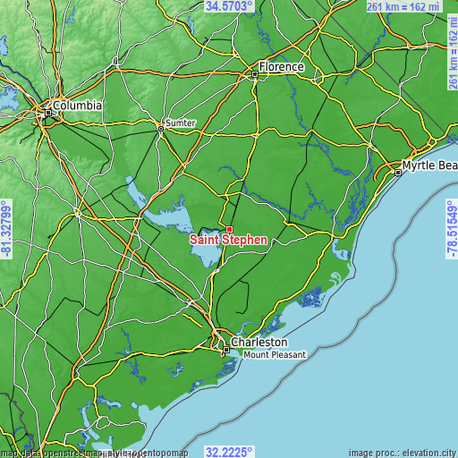 Topographic map of Saint Stephen