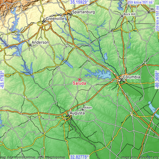 Topographic map of Saluda