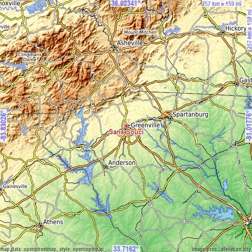 Topographic map of Sans Souci