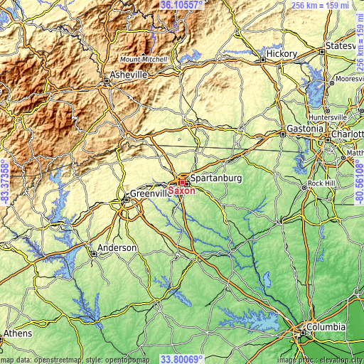 Topographic map of Saxon