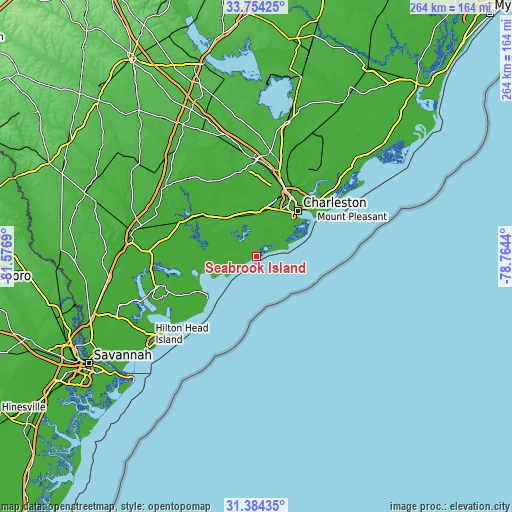 Topographic map of Seabrook Island