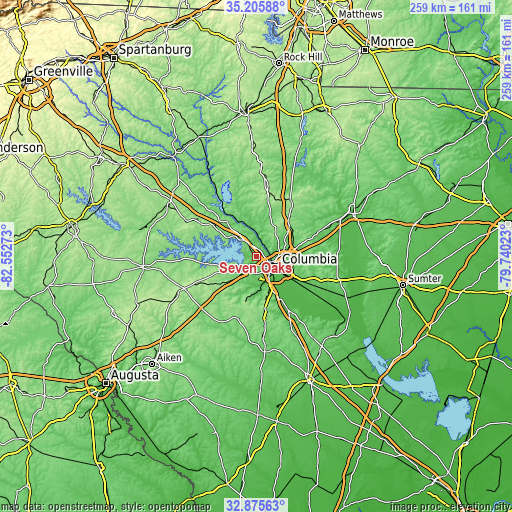 Topographic map of Seven Oaks