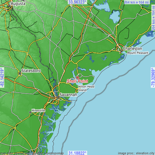 Topographic map of Shell Point