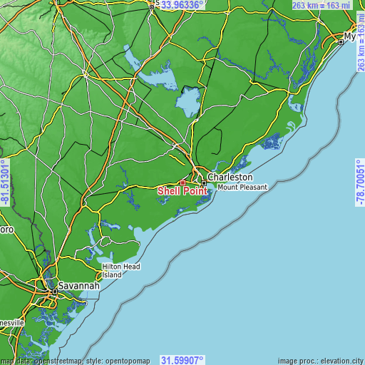 Topographic map of Shell Point