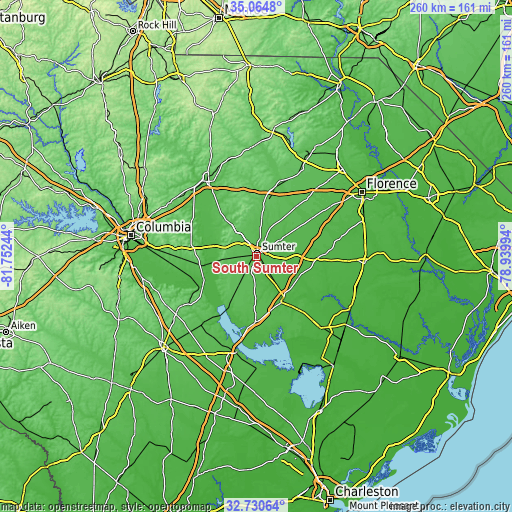 Topographic map of South Sumter