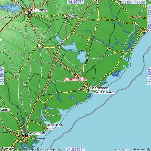 Topographic map of Summerville