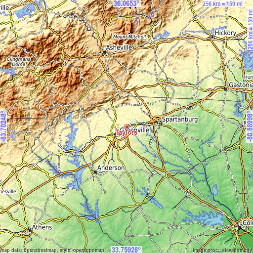 Topographic map of Taylors