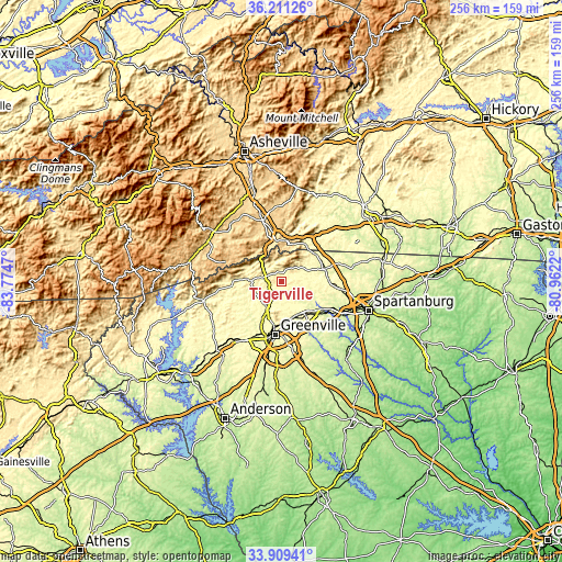 Topographic map of Tigerville