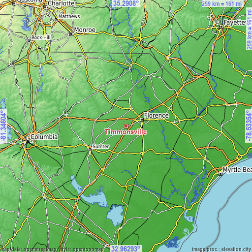 Topographic map of Timmonsville