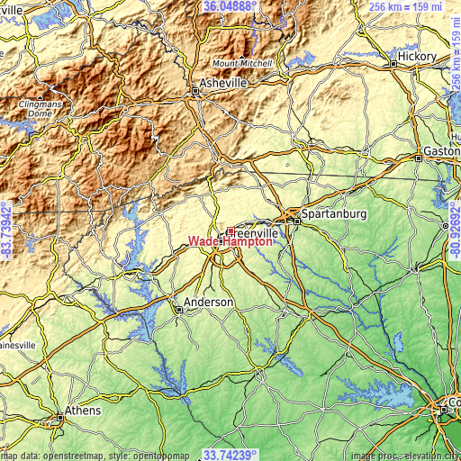 Topographic map of Wade Hampton