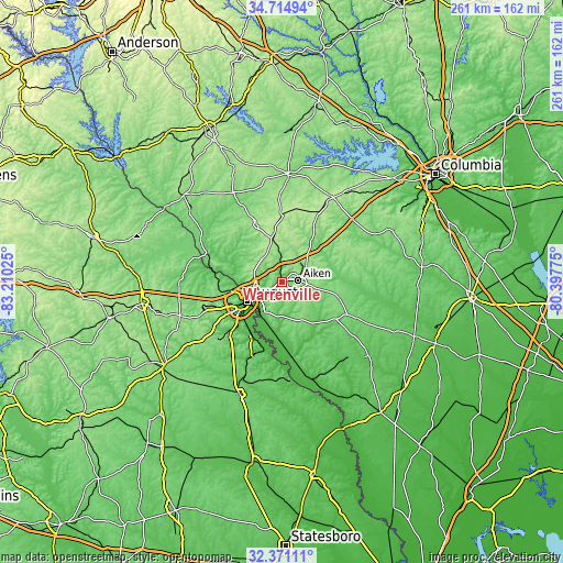 Topographic map of Warrenville