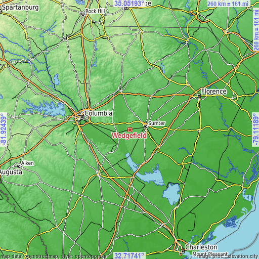 Topographic map of Wedgefield