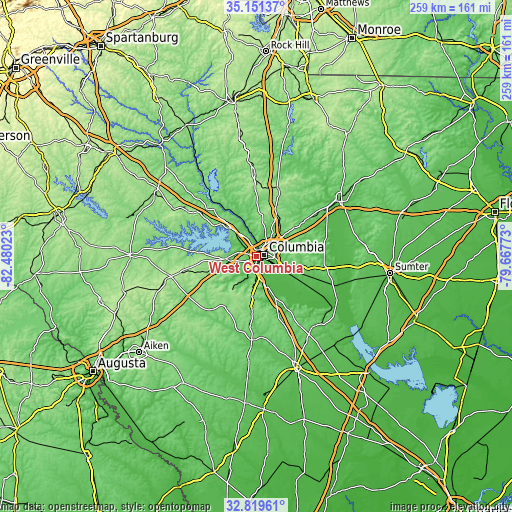 Topographic map of West Columbia