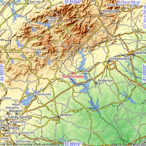 Topographic map of Westminster