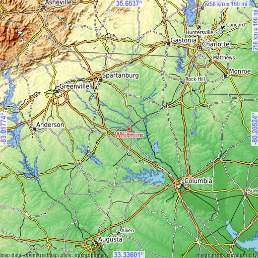 Topographic map of Whitmire