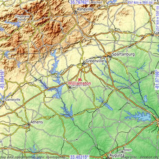 Topographic map of Williamston