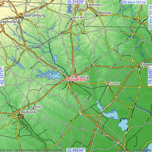 Topographic map of Woodfield