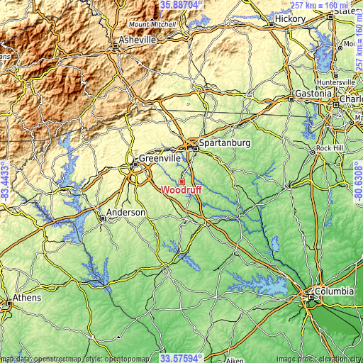 Topographic map of Woodruff