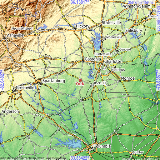 Topographic map of York