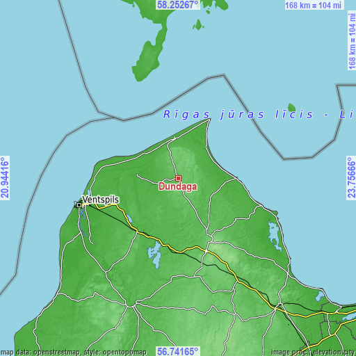 Topographic map of Dundaga