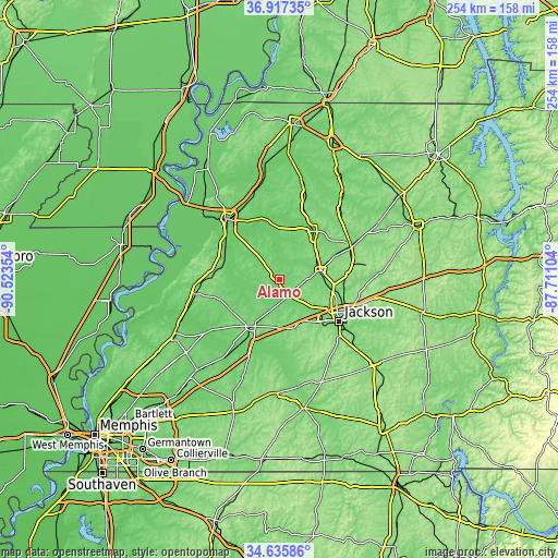 Topographic map of Alamo