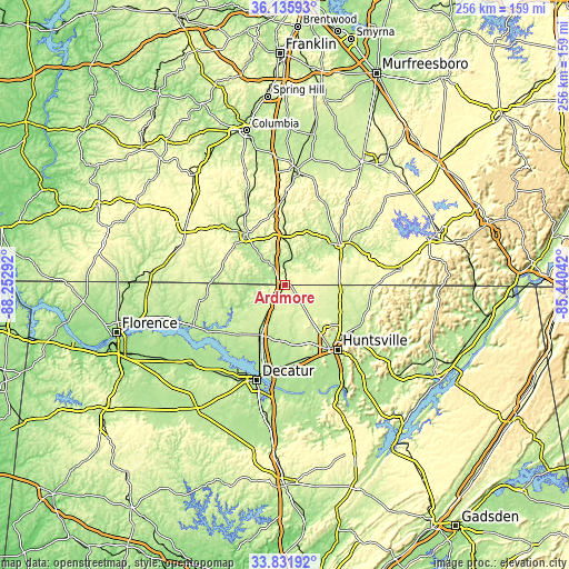 Topographic map of Ardmore