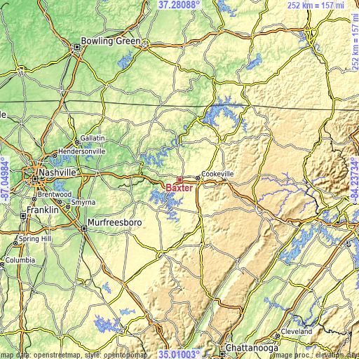 Topographic map of Baxter