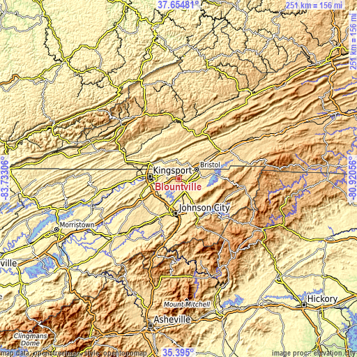 Topographic map of Blountville