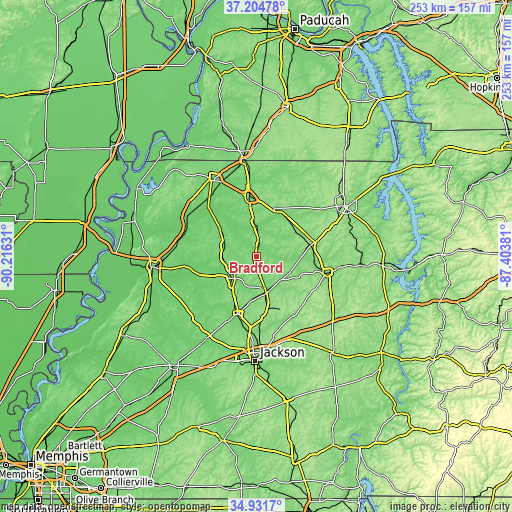 Topographic map of Bradford