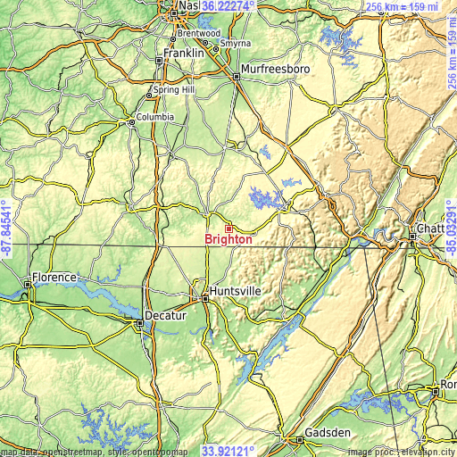 Topographic map of Brighton