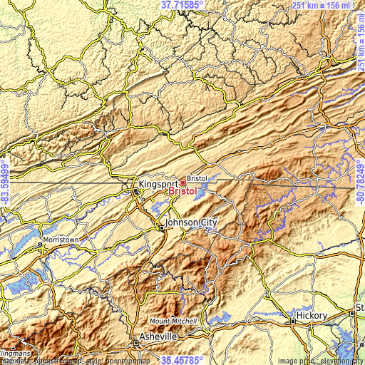 Topographic map of Bristol