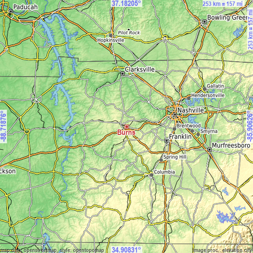 Topographic map of Burns