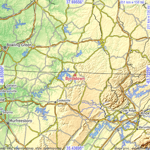 Topographic map of Byrdstown