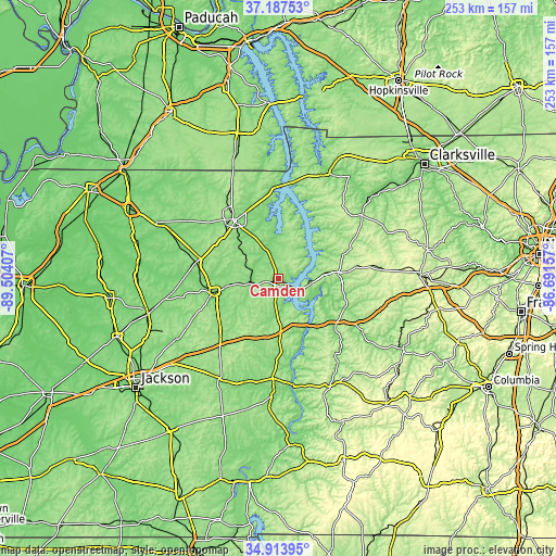 Topographic map of Camden