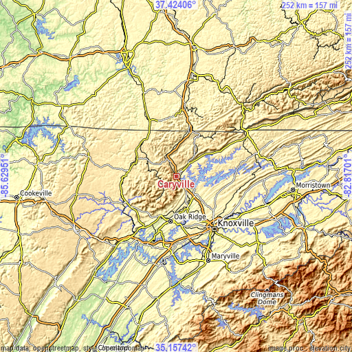 Topographic map of Caryville