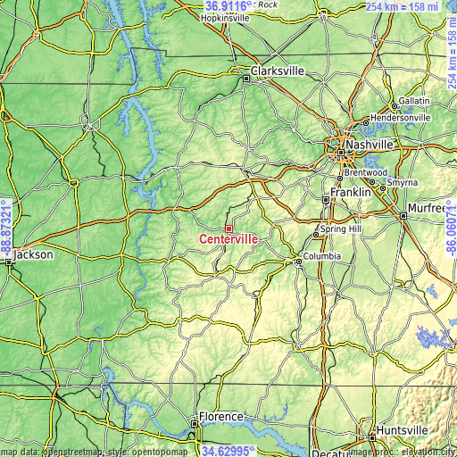 Topographic map of Centerville