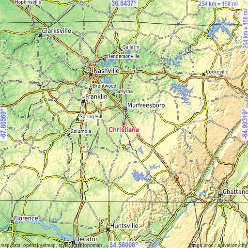 Topographic map of Christiana