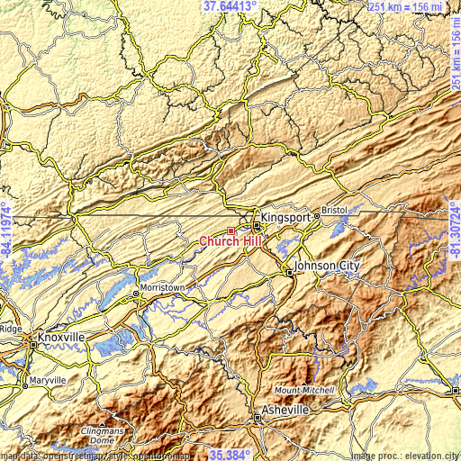 Topographic map of Church Hill