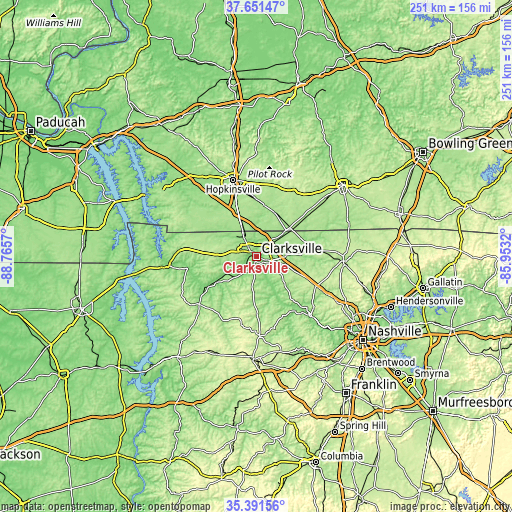 Topographic map of Clarksville