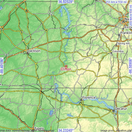 Topographic map of Clifton