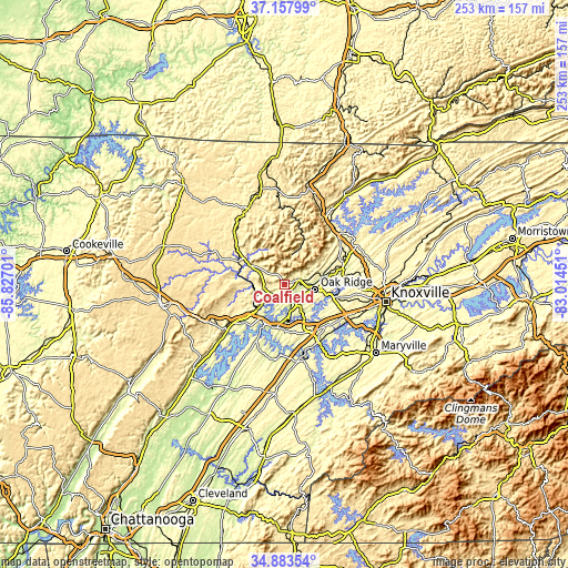 Topographic map of Coalfield