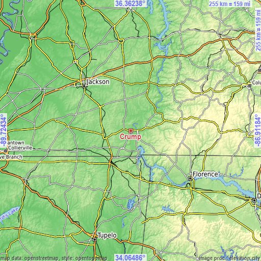 Topographic map of Crump