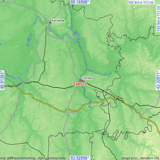 Topographic map of Sasovo