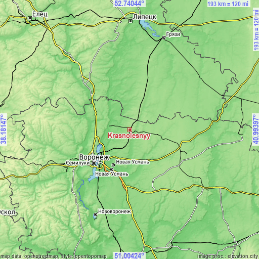 Topographic map of Krasnolesnyy