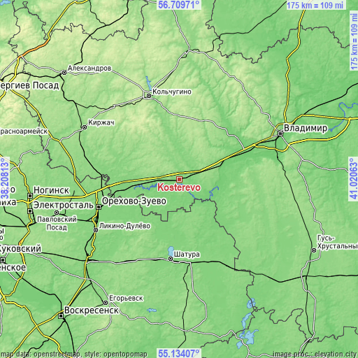 Topographic map of Kosterevo