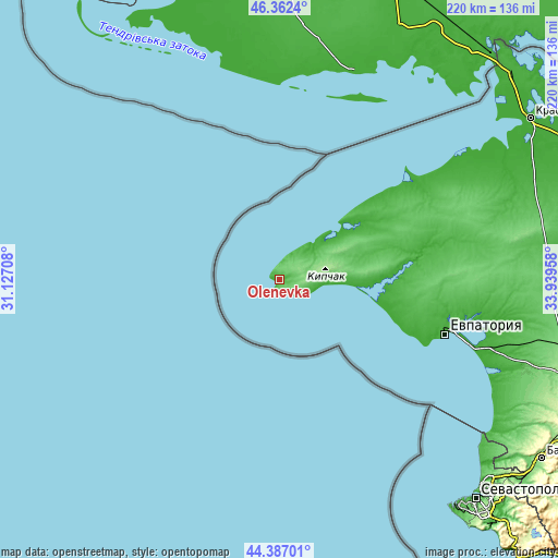 Topographic map of Olenevka